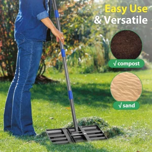 Heavy Duty 17"x10" (LxW) Lawn Leveling Rake w/ 72'' Handle for Yard Garden Lawn - Picture 1 of 13