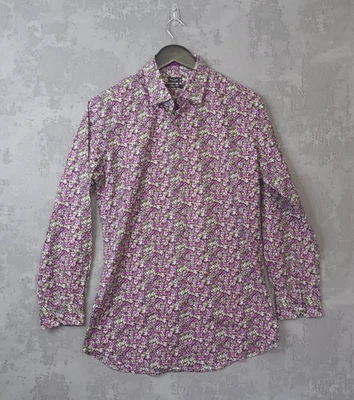 Paul Smith Dress Shirt Men 15 Purple Green Floral 100% Cotton Slim Fit Button-Up — 第 1/4 张图片