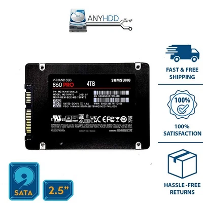 Samsung 4TB SATA SSD –860 PRO MZ-76P4T0 - MZ7KH4T0HALS - 2.5" 6Gb/s 100% Health - Image 1 of 2