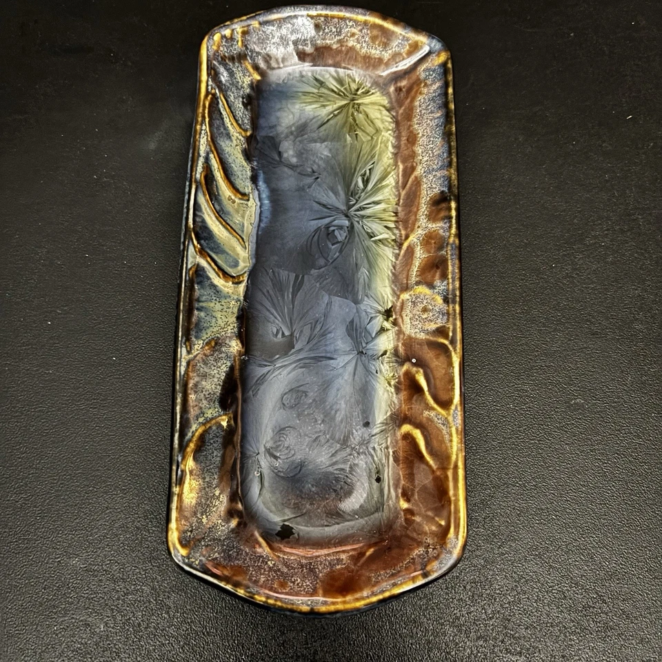 Bill Campbell Studio Art Pottery Butter Dish Crystalline Blue Perfect Condition - Image 1 of 2