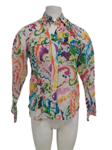 LAUREN RALPH LAUREN Ladies Vintage Blouse White/Multicoloured Button Up UK 12 - Picture 1 of 8