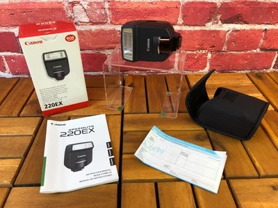 NEW In Open Box - CANON SPEEDLITE 220EX Shoe MOUNT FLASH Complete w/ Case TESTED - Image 1 of 4