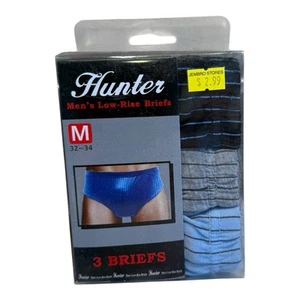 Vintage 3 Pack Men’s Hunter Low Rise Brief Size M 32-34 Striped 100% Cotton - Picture 1 of 2