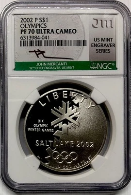 2002 SALT LAKE CITY OLYMPICS Silver Dollar NGC PF70💥FLAWLESS QUALITY💥JMERCANTI - Image 1 of 4