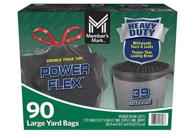 Member's Mark 39 Gallon Power Flex Drawstring Yard Trash Bags (90 ct. ) - Image 1 of 4