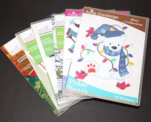 Anita Goodesign Adornos Medias Tarjetas Oso Polar Nieve Edredón Bordado 6 CD - Imagen 1 de 3