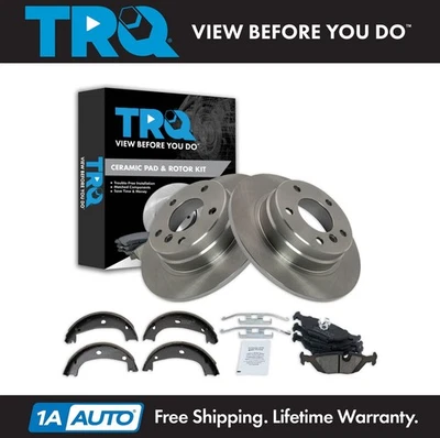 TRQ Rear Ceramic Brake Pad & Rotor Kit Fits 1992 BMW 318i 1992-1993 325i - Image 1 of 4