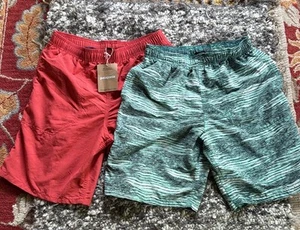 Two pair Patagonia Swim shorts BAGGIES Kids youth XL trunks aqua blue &sumac Red - Picture 1 of 15