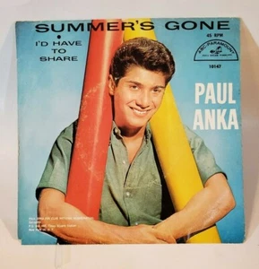 Paul Anka SUMMER'S GONE / I'D HAVE TO SHARE(PIC SLEEVE ONLY)#10147 STRONG VG TO+ - Picture 1 of 2