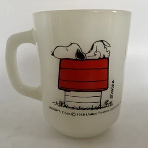 Vintage 1958 Anchor Hocking Fire-King Tasse Snoopy I Think I'm Allergic To Morning - Bild 1 von 7