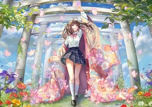 Anime girls pisuke japanese clothes school uniform playmat gaming mat - Picture 1 of 1