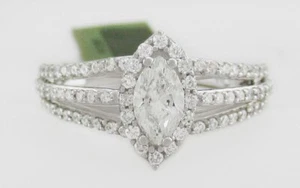 GENUINE 2 Cts DIAMONDS ENGAGEMENT RING 10k WHITE GOLD - Free Certificate - NWT - Picture 1 of 5