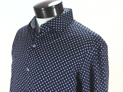 Camisa de Vestir TASSO ELBA Abotonada L/S Azul Marino/Púrpura Diamante SUPIMA Para Hombres M $69.50 Foto 1 de 4