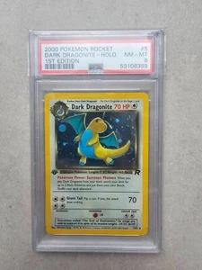 2000 Pokemon Dark Dragonite 1st Edition Holo Team Rocket PSA 8 - Picture 1 of 2