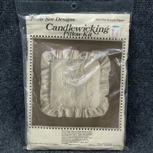 Candlewicking Pillow Kit The Happy Hippo #910 Crafts 1982 USA 18x18 Sealed - Picture 1 of 7