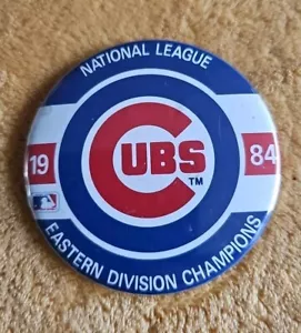 Chicago Cubs 3.5" Pin 1984 Eastern Div Champions Vintage w/Schedule - Picture 1 of 6