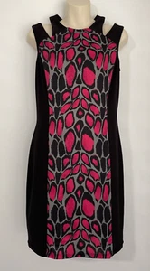 Joseph Ribkoff womens dress black pink stretch lined sleeveless size AU8 defect - Picture 1 of 8