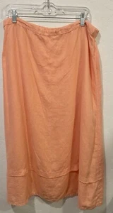 Choices Womens 100% Linen Skirt Size Large Peach Classic Fit Elastic Back Waist - Picture 1 of 8