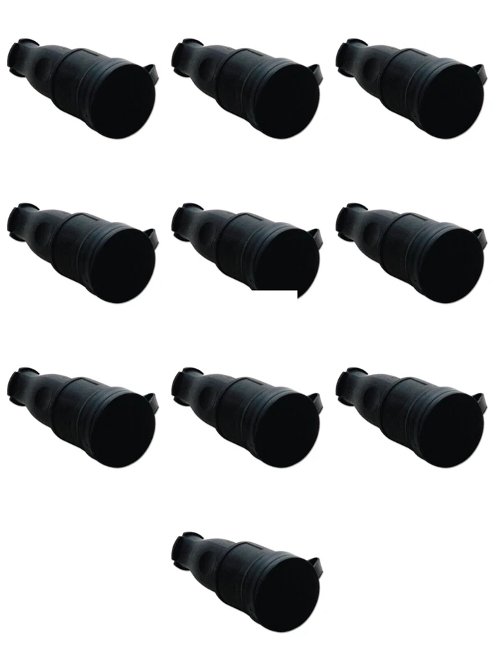 TP-ELECTRIC 10x Schuko Kupplung Vollgummi IP44 Schutzkontakt Kupplung 230V 16A Gummikupplung