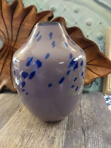 Dansk International Degind Ltd Purple Amethyst Vase With Colbalt Design