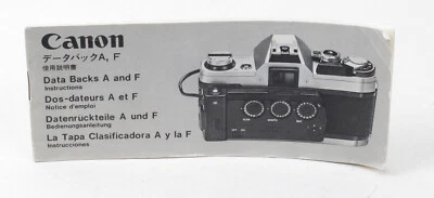 Manual do usuário original Canon Data Back A & F instruções para programa A-1 A1 AE-1 - Imagem 1 de 2