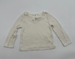 Gerber Long Sleeve Shirt Youth Girl 12M White Solid Button Ruffles..#17705 - Picture 1 of 8
