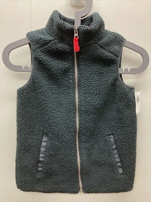 NWT Boy's Old Navy Black Sherpa Zip Vest - Size L 10-12 - Image 1 of 4