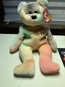 PEACE bear Beanie Baby 4 Errors tag Rare NM! "Origiinal" Owner. "Sufuce" 1/1 - Picture 1 of 11