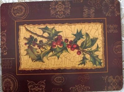 ~ Set of 4 Chic Christmas Festive Trays with Cork Bottoms Protects from heat ~ - Image 1 of 2