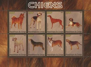 Congo Dog Domestic Animal Pet Foxhound Souvenir Sheet of 9 Stamps Mint NH - Picture 1 of 9