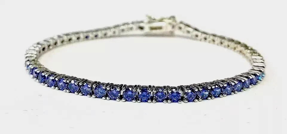 Absolute Sterling Silver Round Tanzanite 7-1/2" Line Tennis Bracelet HSN - Image 1 of 4