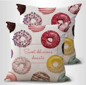 set of 2 pillow cushion covers for sofa doughnut donut cushion cover - Picture 1 of 3