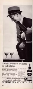 Pubblicità stampa cocktail Heublein 1958 Manhattan Martini uomo che torna a casa dal lavoro - Foto 1 di 1