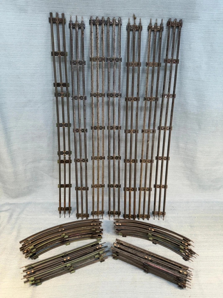 Model Railroad Metal 3 Rail O Gauge Train Track - Lot of 24 Sections - Image 1 of 4