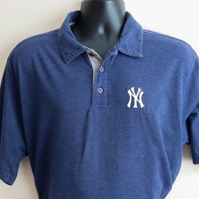 Majestic New York Yankees Polo Para Hombre XL Azul Manga Corta MLB Logo Algodón Foto 1 de 4