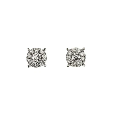 16K White Gold Diamond Cluster Stud Earrings #23090 - Image 1 of 4