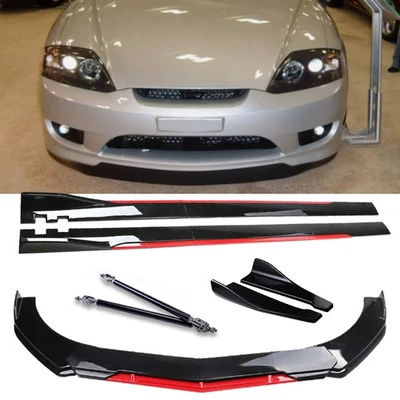 For Hyundai Tiburon Front Bumper Lip Splitter Spoiler Glossy Black Red Body Kit - Изображение 1 из 4