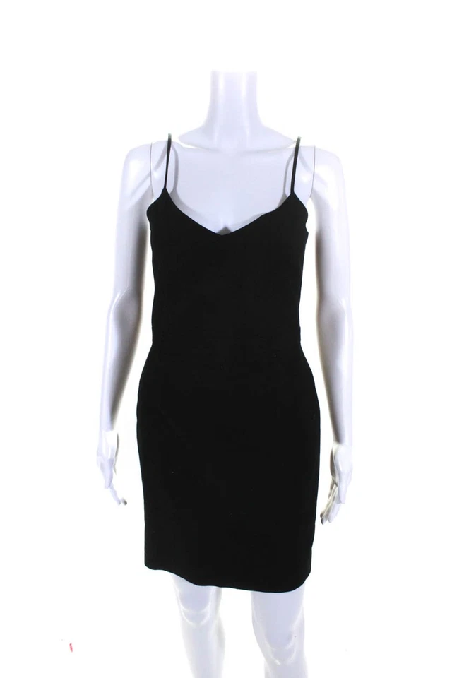 Joie 女式棉质帆布细肩带 V 领小黑连衣裙黑色 S 码 — 第 1/4 张图片