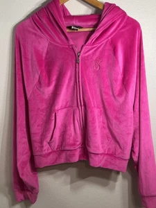 Victoria's Secret Velour Hoodie On Point Full Zip Velvet Plush Pink Large - Picture 1 of 6