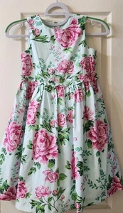 Girls Size 8 GYMBOREE Occasion Dress Floral Sleeveless Gathered Skirt Lined - Picture 1 of 5