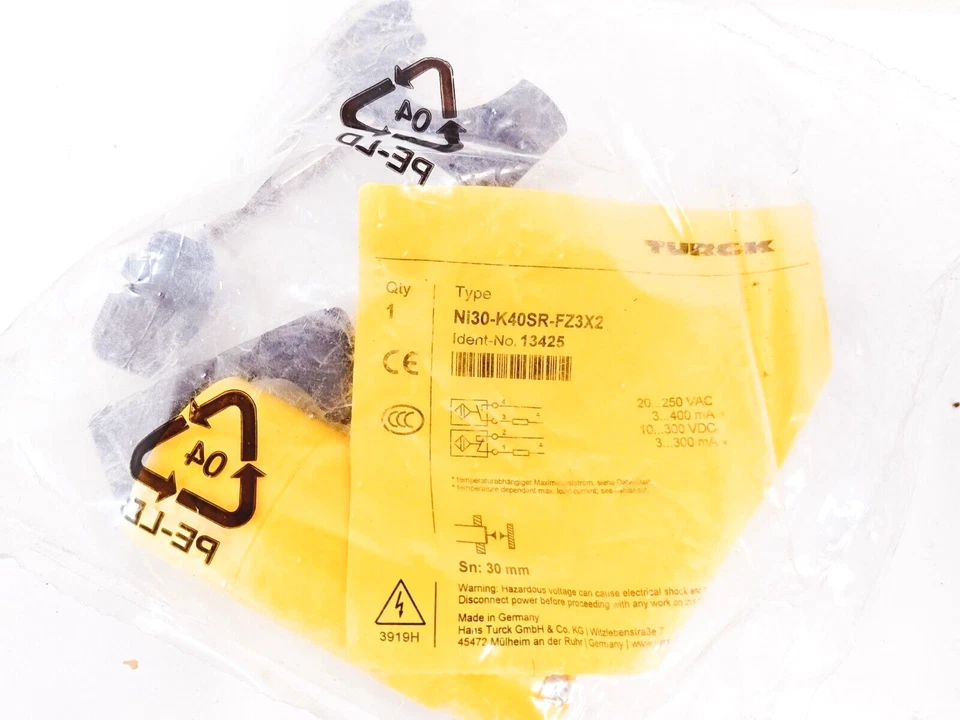 NI30-K40SR-FZ3X2 INDUCTIVE SENSOR TURCK Sn 30mm H46GG Ni30-K40SR-FZ3X2-B3131 - Image 1 of 1