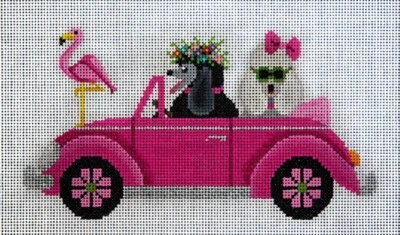 Needlepoint HandPainted JP Needlepoint Bug of Poodles 6x10 - Image 1 of 4