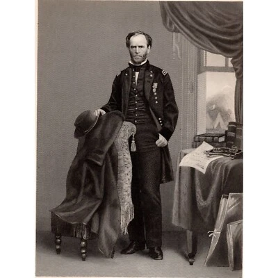 GENERAL WILLIAM TECUMSEH SHERMAN - 1868 Original Civil War Engraving - Изображение 1 из 2