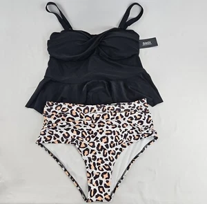 Damen 2-teiliger 16W Übergröße Badeanzug mit Unterteil Schößchen Tankini - Bild 1 von 13