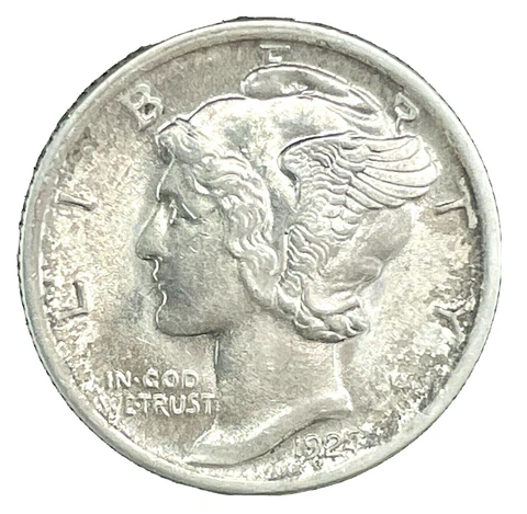 1924 GEM BU. DDO - Double Die Obverse Mercury Dime 90% Silver US Coin-Rare !!! Cover