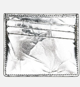 NWT $275 Maison Margiela Metallic Mirror Leather Card Case Card Holder Silver