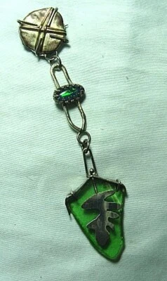 Подвеска булавка w 925 пробы / серебро покрытием меди / морского стекла / опал 4 3/4" - Изображение 1 из 4