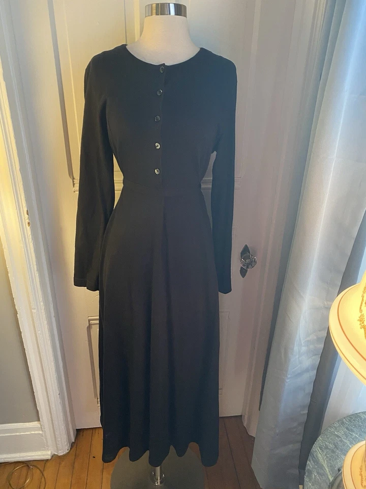 VESTIDO DEPORTIVO JONES NEW YORK LARGO NEGRO AJUSTADO Y ACAMPANADO 100% ALGODÓN - TALLA - ¡ENCANTADOR!! Foto 1 de 4