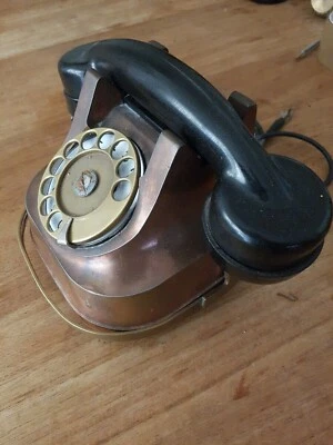 Telefono In Rame Ottone Bachelite vintage Da Collezione!!!RARO!!!No Safnat - Immagine 1 di 4
