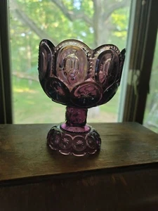 Vintage LE Smith Purple Amethyst Glass Moon & Stars Compote Dish - Picture 1 of 6